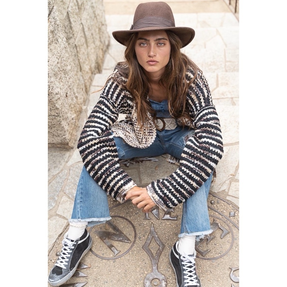 POL Beige Tan Cream Shawl Collar Cardigan with Fringe | Oversized Boho Knit - Picture 6 of 10